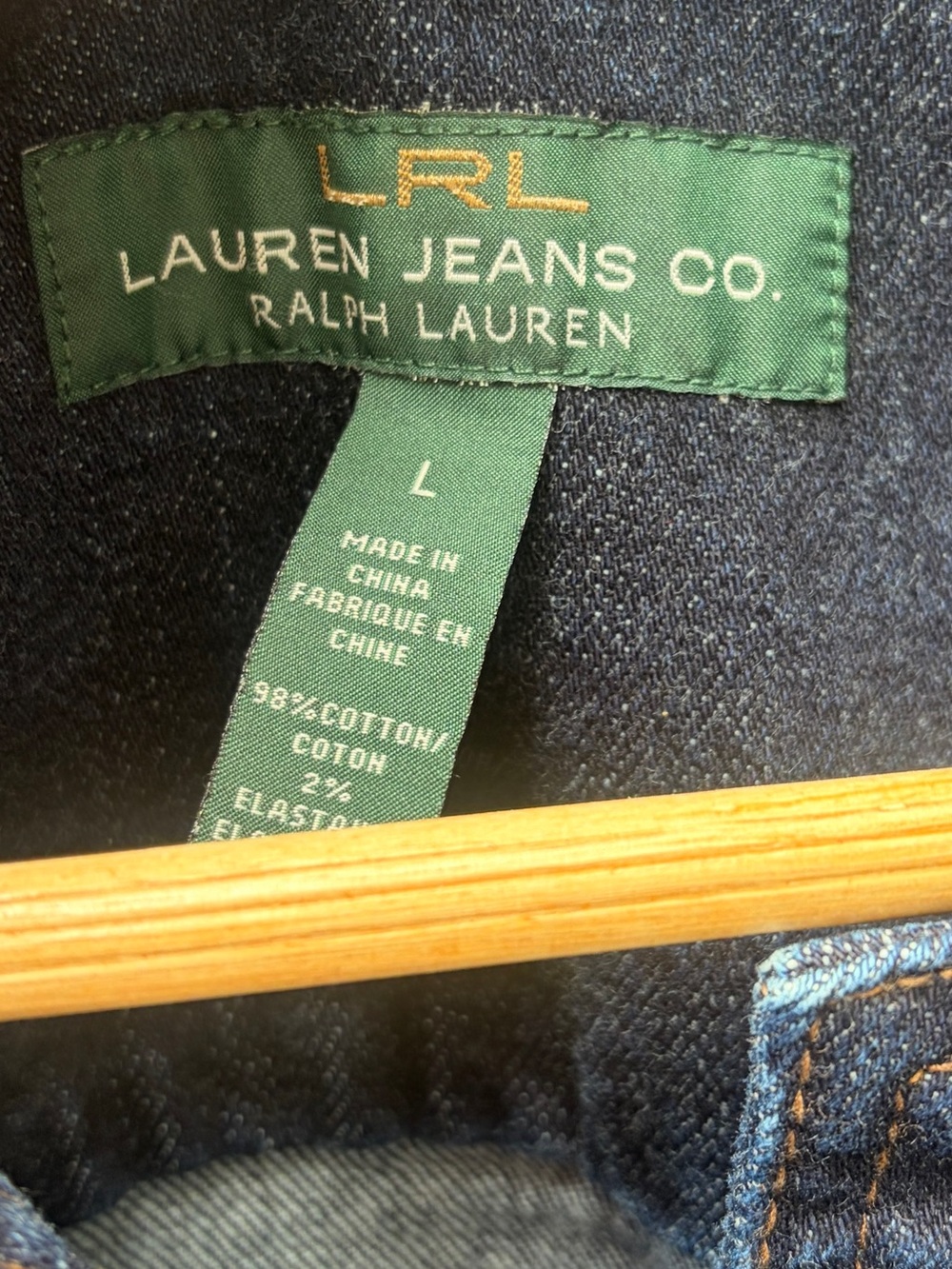 Lauren Jeans Co Ralph Lauren Dark Wash Denim Trucker Jacket Large EUC - Picture 2 of 4